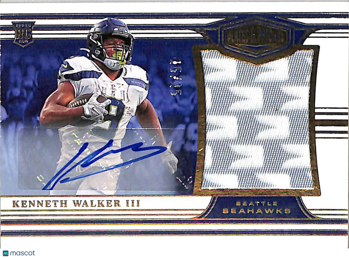 Kenneth Walker III 2023 Panini Plates & Patches #PP-KEW Patch Auto /25 CCM