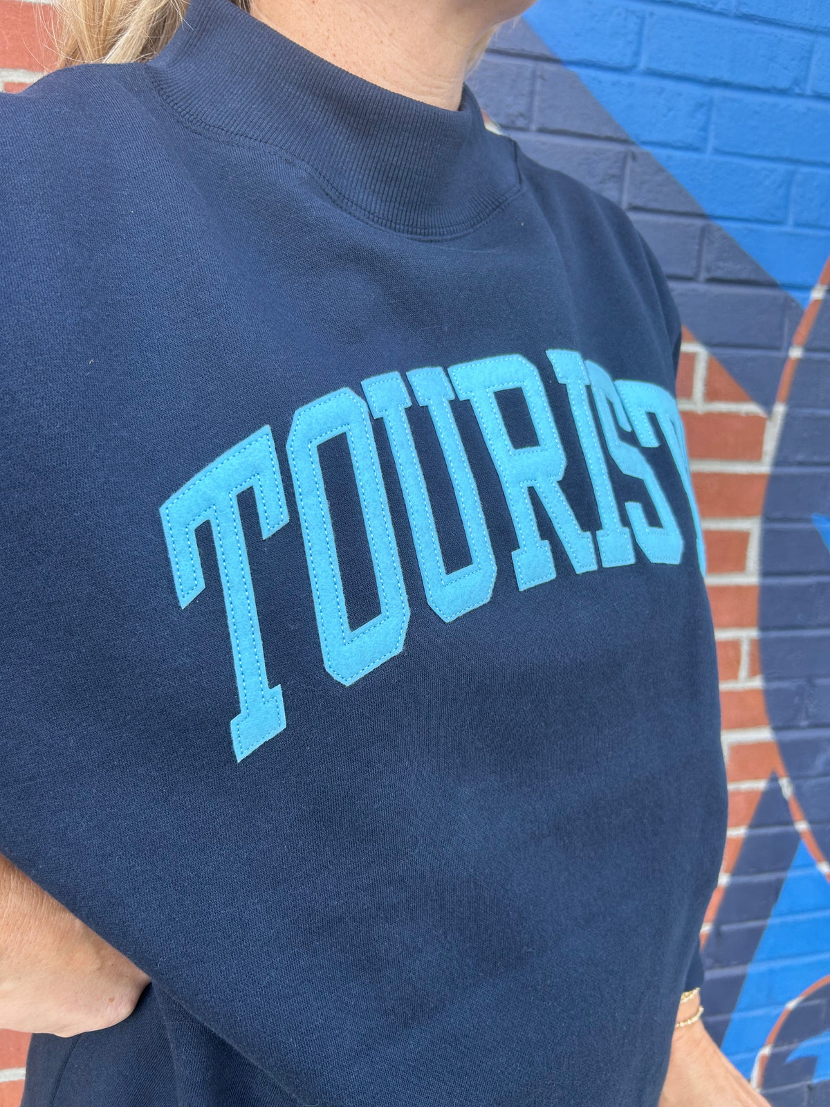 The Asheville Tourists Blue 84 Women's Mock Neck Sweatshirt