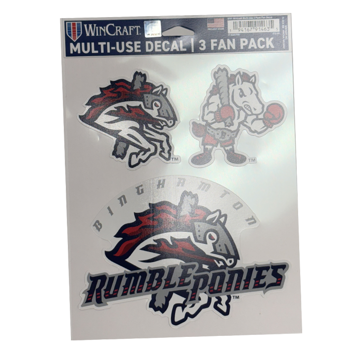 Binghamton Rumble Ponies Multi-Use Decal- 3 Fan Pack