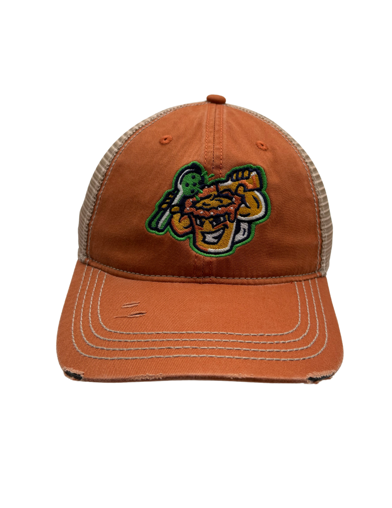 Cheladas Orange Distressed Trucker