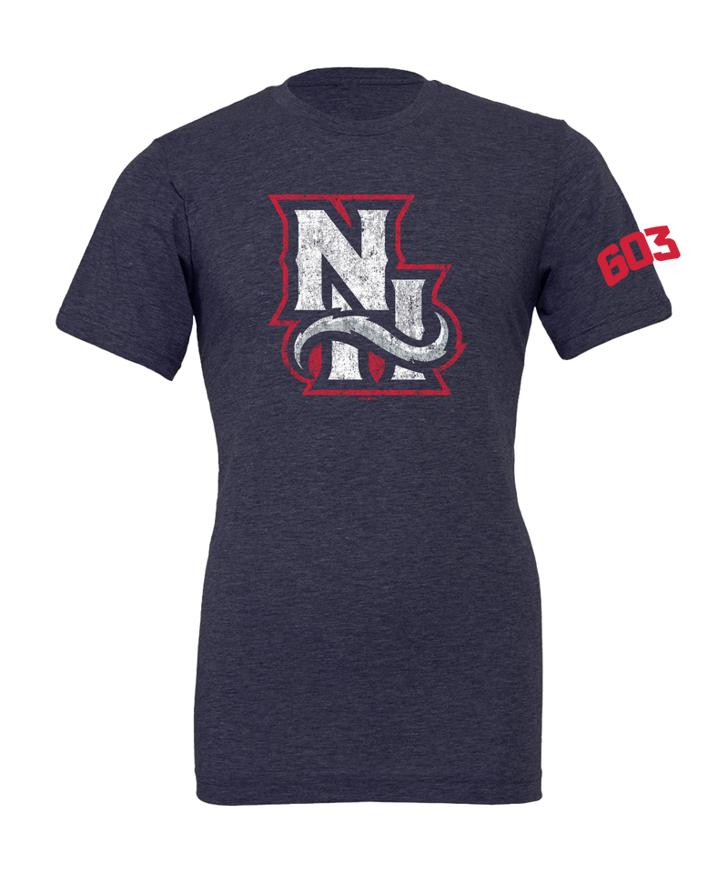 New Hampshire NH Distressed Mens Short Sleeve Tees Navy