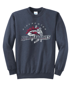 Binghamton Rumble Ponies Mens Distressed Fleece Crewneck Navy