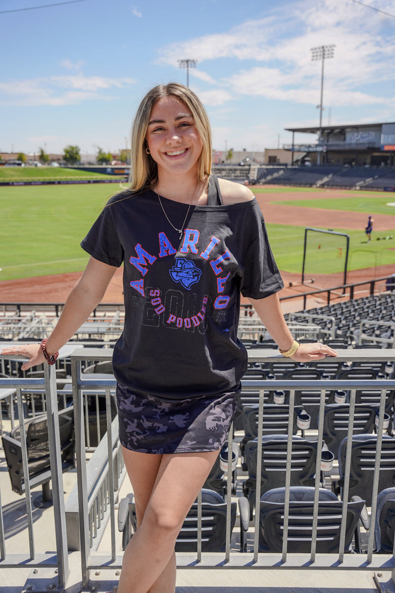 Amarillo Sod Poodles Champion Black Off the Shoulder Tee