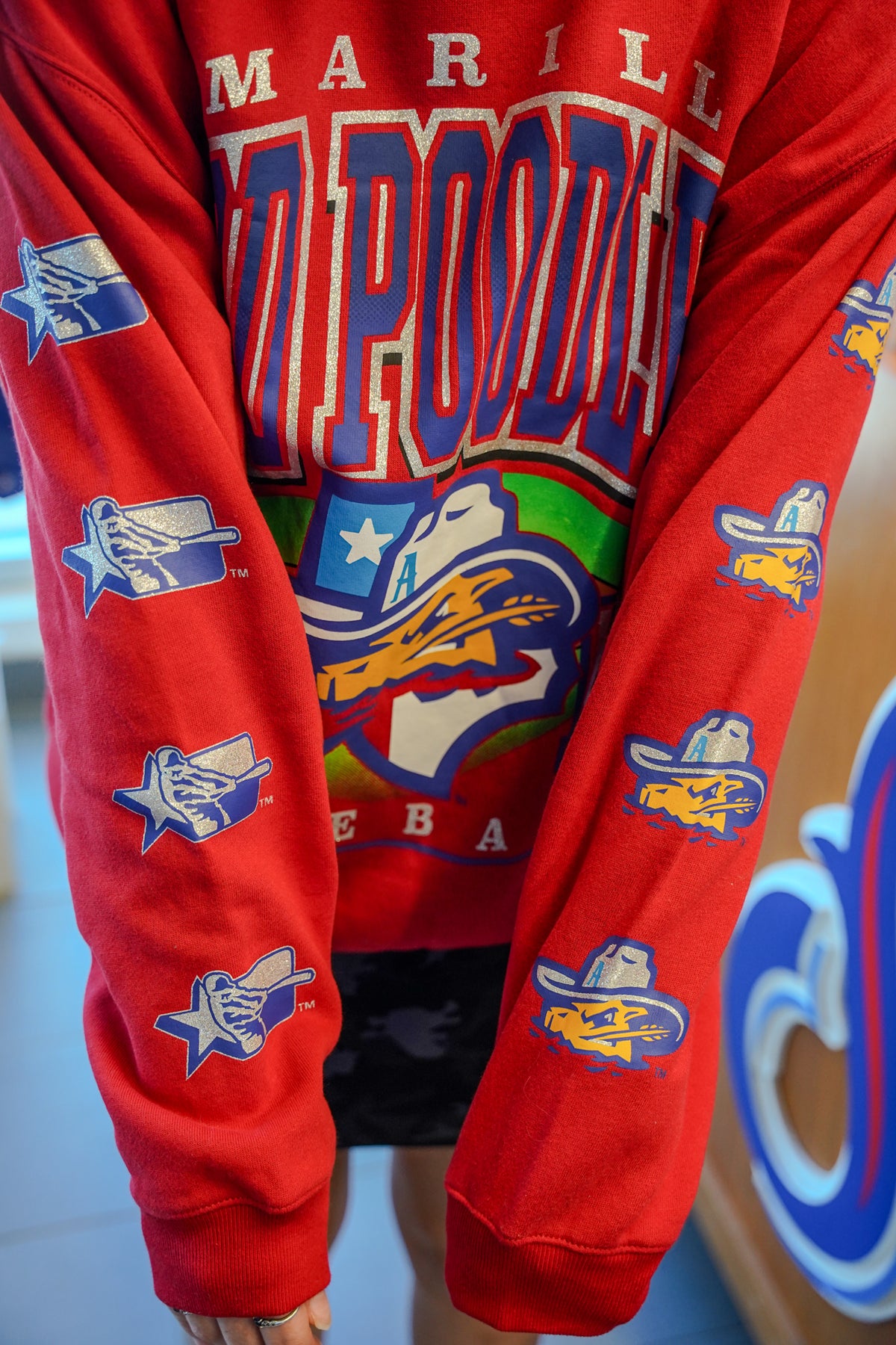 Amarillo Sod Poodles '47 Red Oversized Crewneck