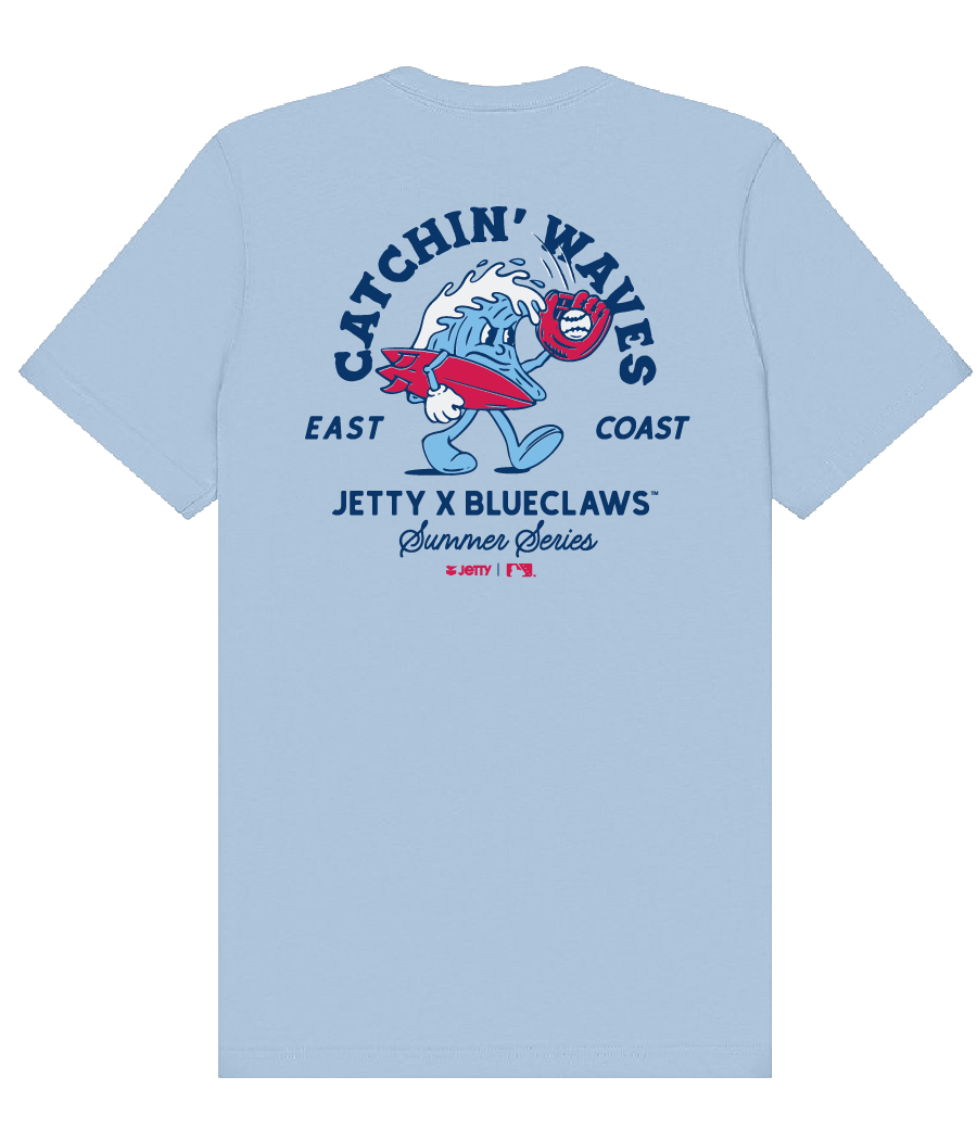 Jersey Shore BlueClaws Jetty X BlueClaws Collab Catchin' Waves Blue T-Shirt