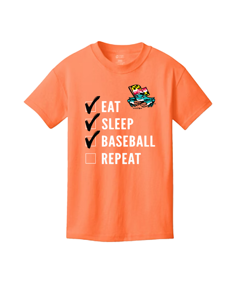 Chesapeake Baysox YOUTH Eat Sleep Repeat ORANGE