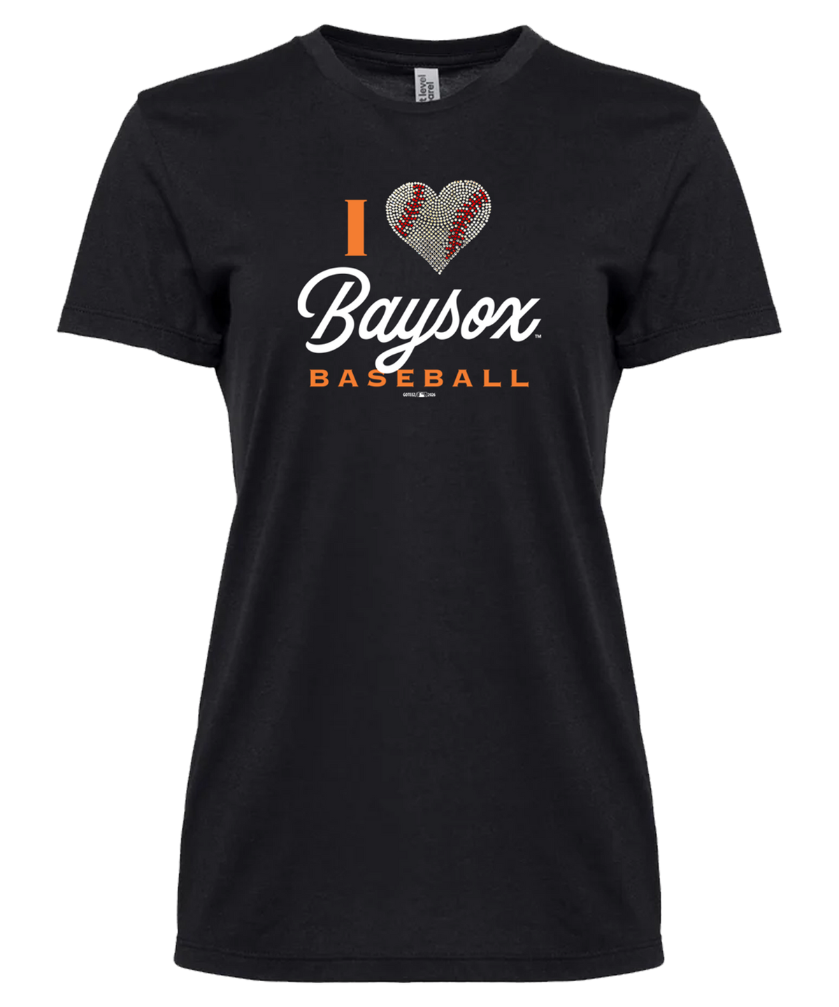 Chesapeake Baysox LADIES Rhinestone Heart BLACK