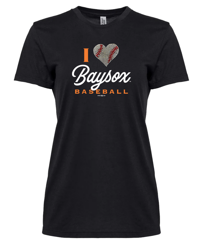 Chesapeake Baysox LADIES Rhinestone Heart BLACK