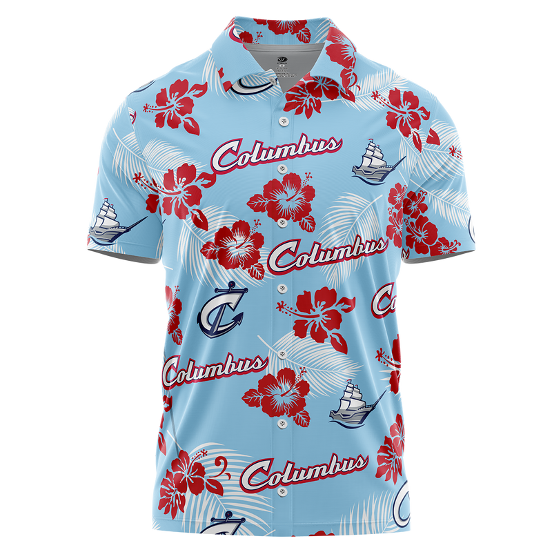 Columbus Clippers Baby Blue Hawaiian Button Up
