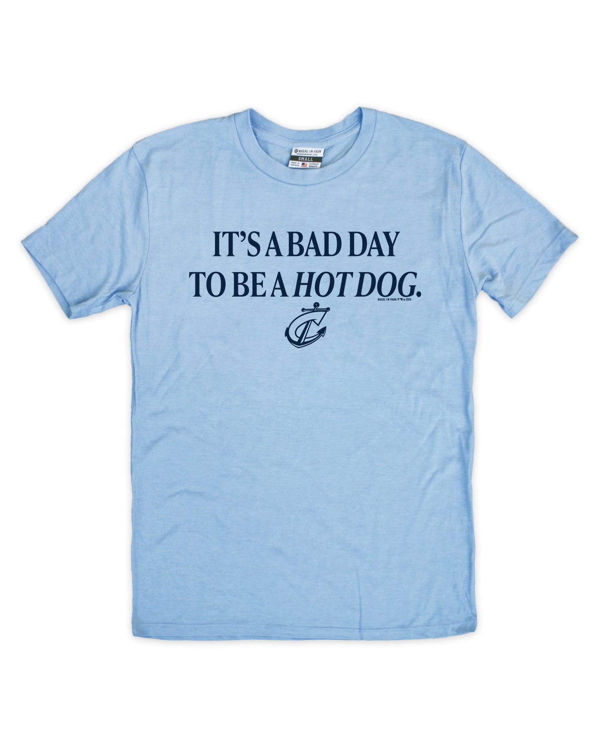 Columbus Clippers Baby Blue Bad Day Hot Dog Tee