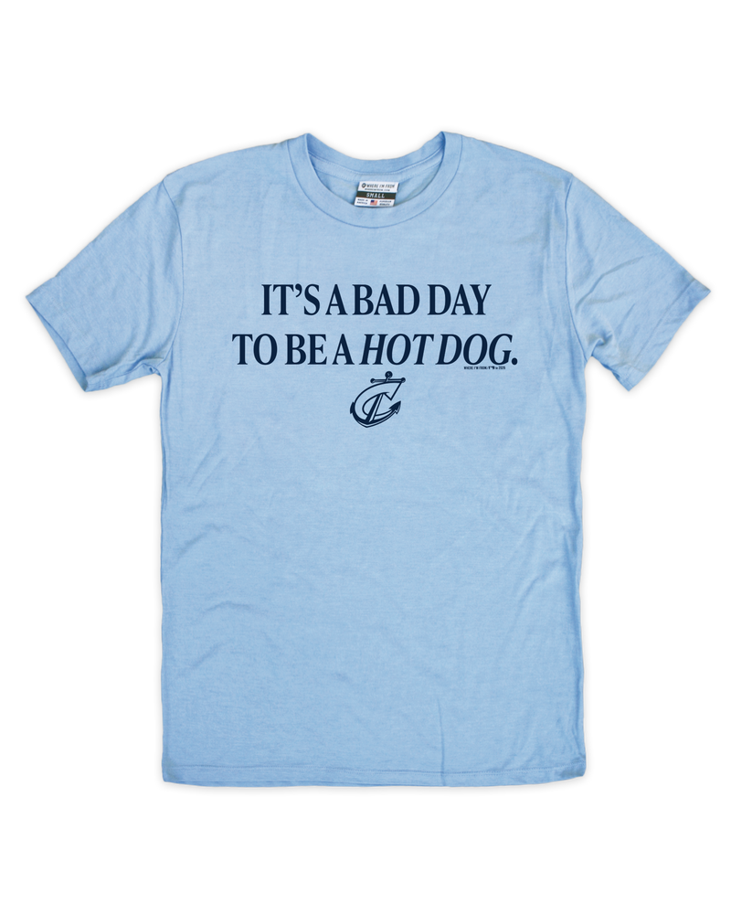 Columbus Clippers Baby Blue Bad Day Hot Dog Tee