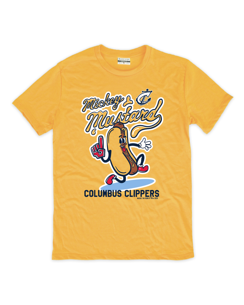 Yellow t-shirt with a cartoon character and text on a white background