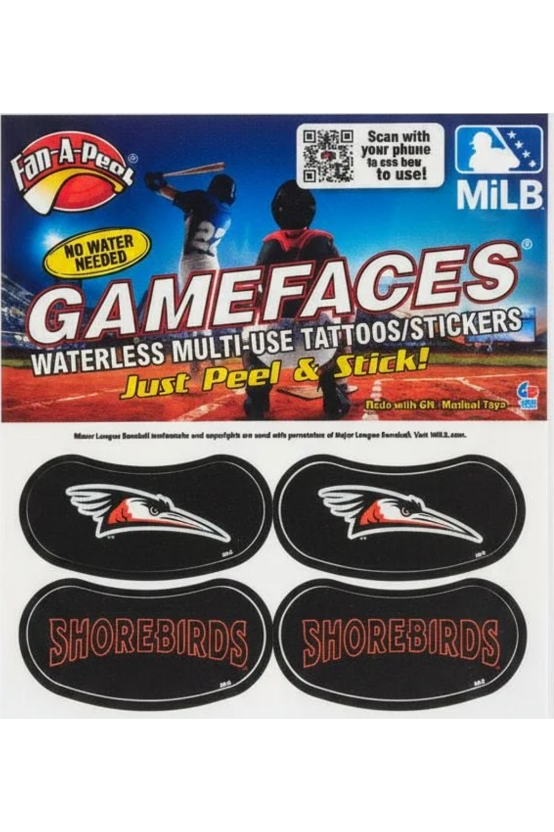 Delmarva Shorebirds Fan-A-Peel Gamefaces Eye Black 4pc