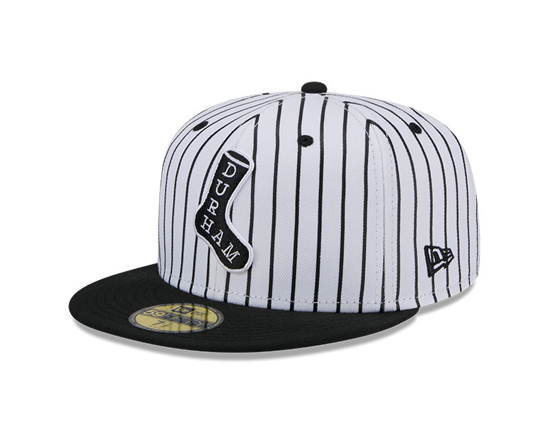 Durham Bulls New Era Black Sox Pinstripe Fitted 5950 Cap