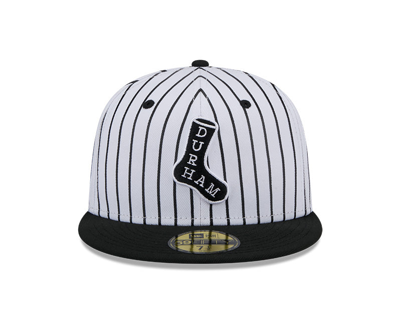 Durham Bulls New Era Black Sox Pinstripe Fitted 5950 Cap