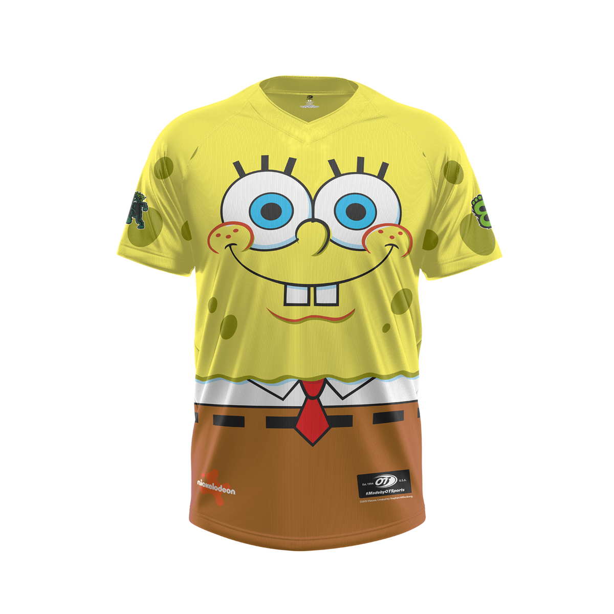 Yellow shirt with a cartoon character design on a white background
