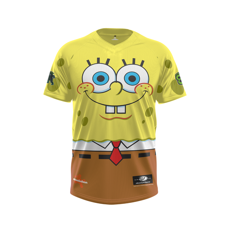 Yellow shirt with a cartoon character design on a white background