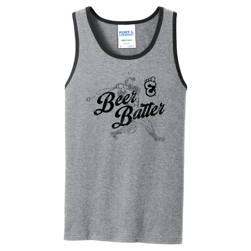 Gray tank top with 'Beer Batter' graphic design on a white background