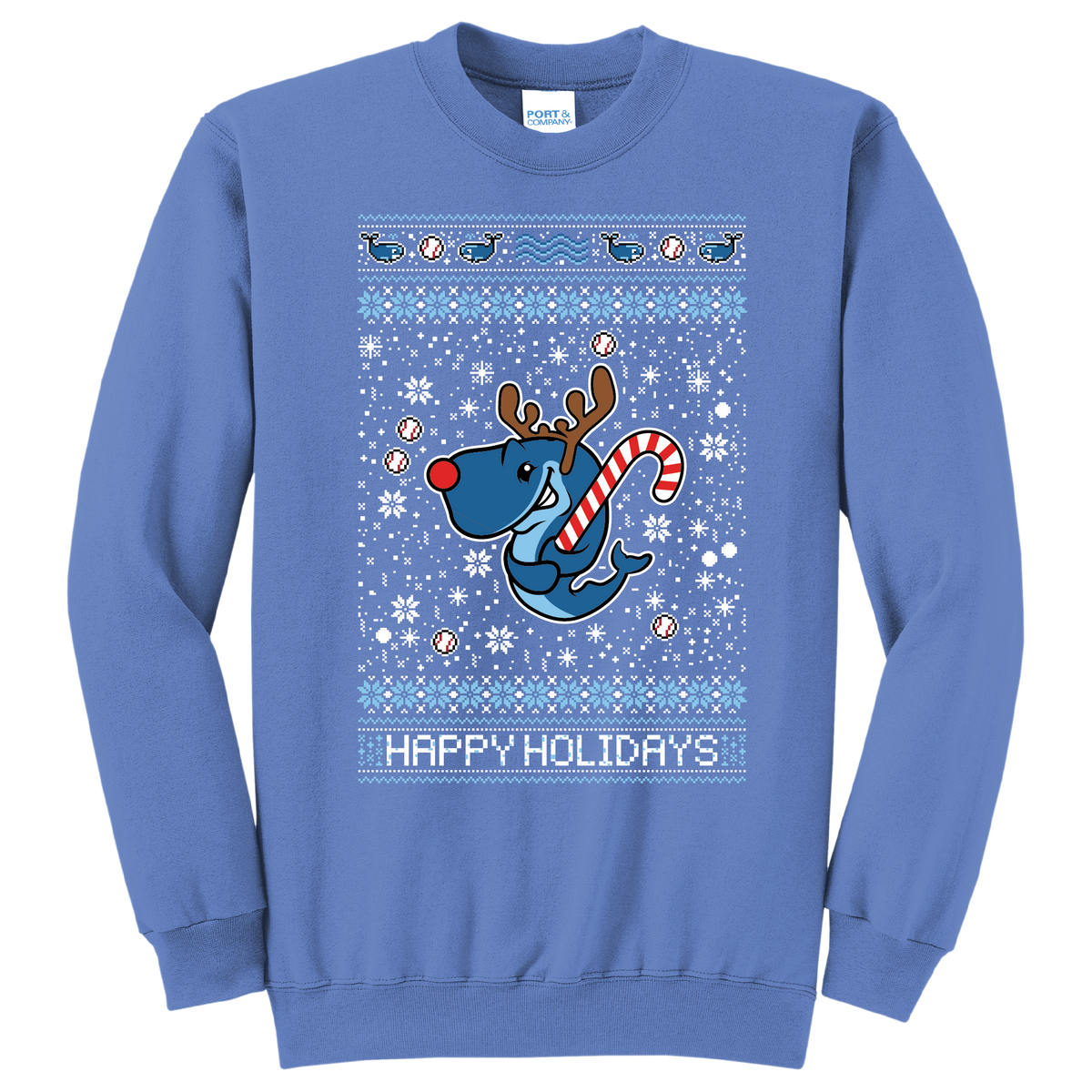Eugene Emeralds Exploding Whales Holiday Sweater