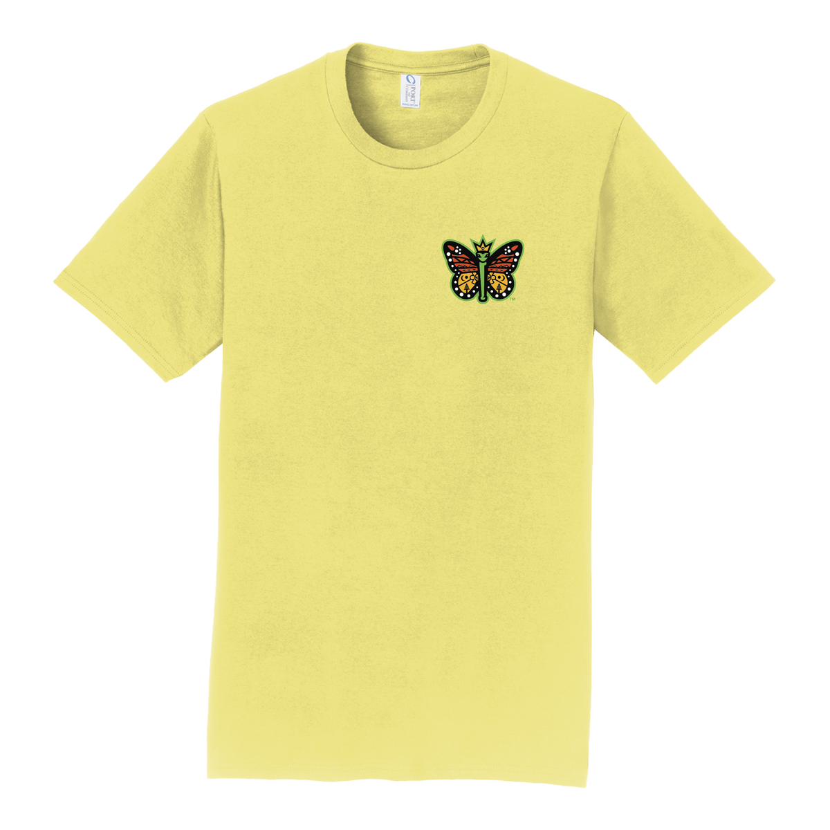 Yellow t-shirt with a butterfly design