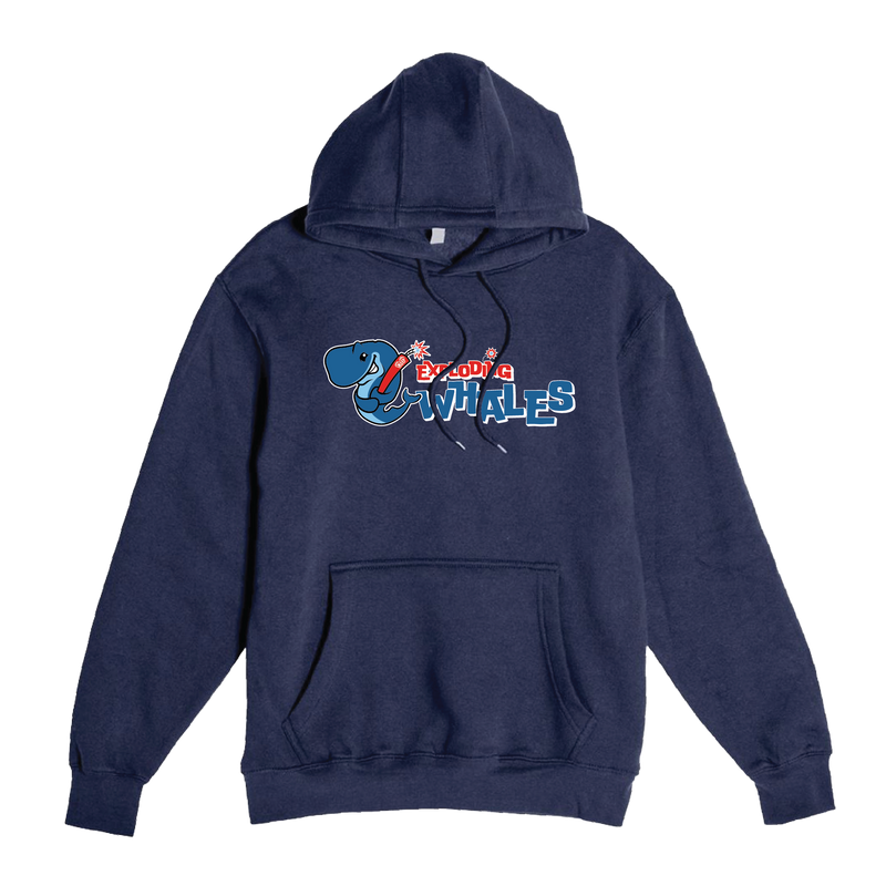 Eugene Emeralds Exploding Whales Navy Blue Hooded Sweatshirt