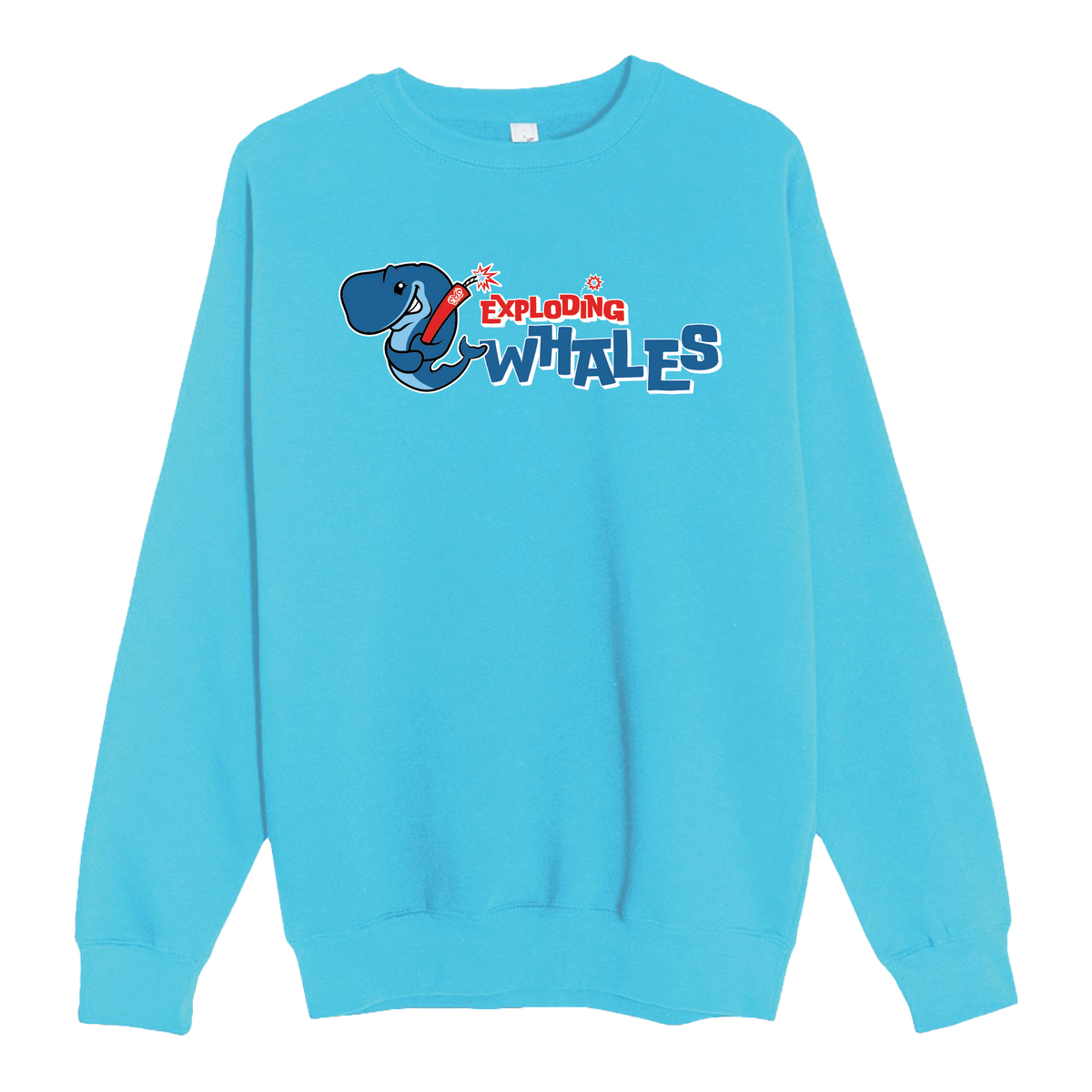 Eugene Emeralds Exploding Whales Ocean Blue Crew Neck Sweatshirt