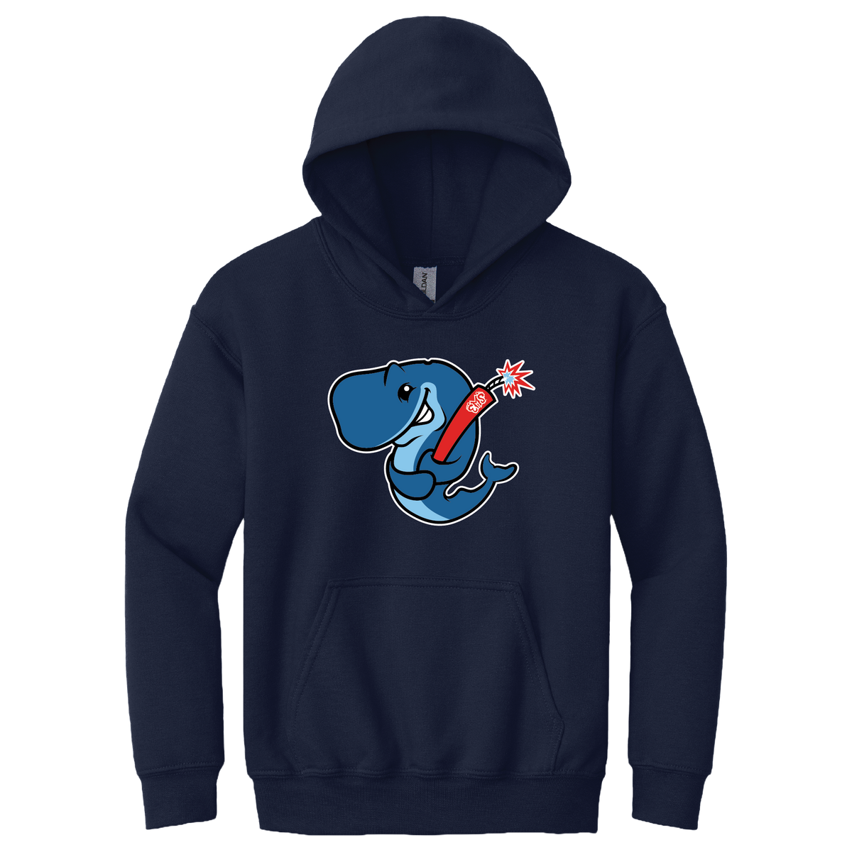 Eugene Emeralds Exploding Whales Youth Navy Hooded Sweatshirt