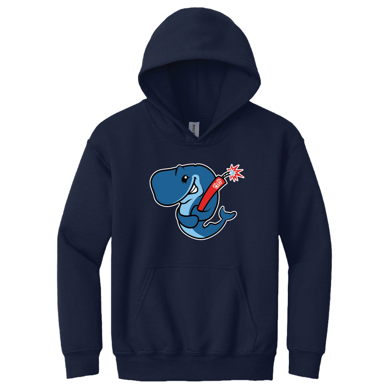 Eugene Emeralds Exploding Whales Youth Navy Hooded Sweatshirt