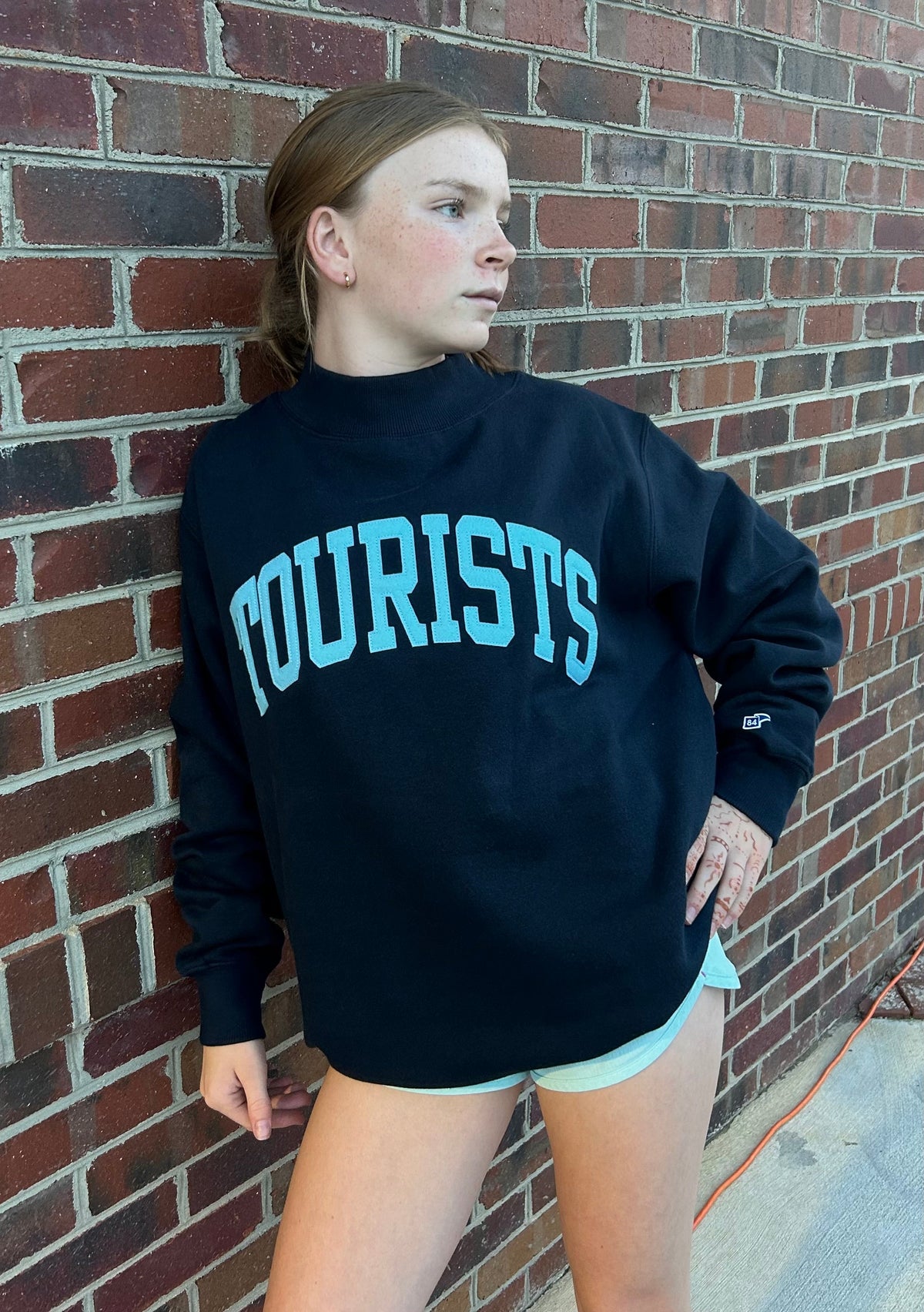 The Asheville Tourists Blue 84 Women's Mock Neck Sweatshirt