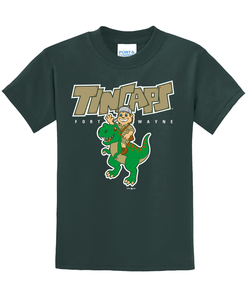 Fort-Wayne-TinCaps-Johnny-Dino-Dark-Green-Youth-Tee