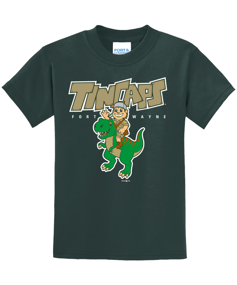 Fort-Wayne-TinCaps-Johnny-Dino-Dark-Green-Youth-Tee
