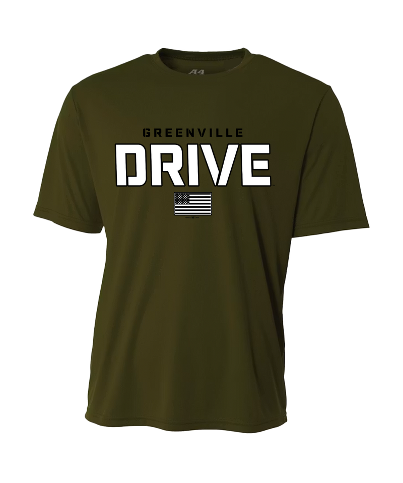 Greenville Drive GoTeez Youth Olive Tech tee