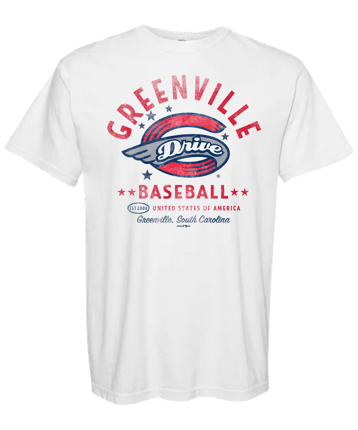 Greenville Drive GoTeez White Comfort Colors Vintage USA Tee