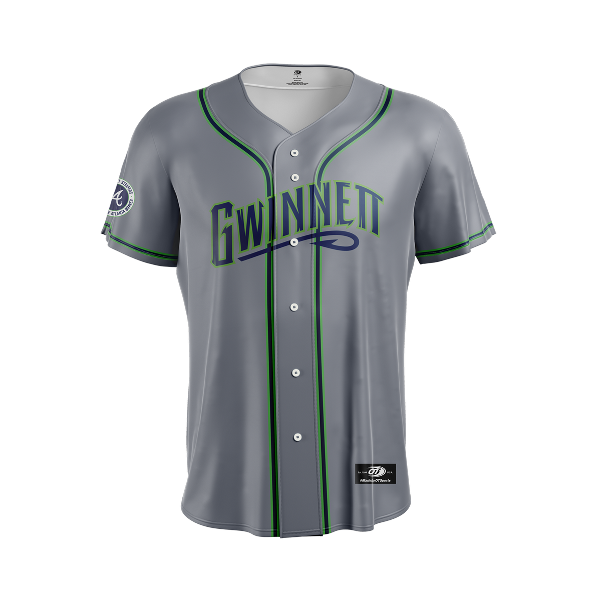 Gwinnett Stripers OT Sports Replica Road  Jersey- Grey
