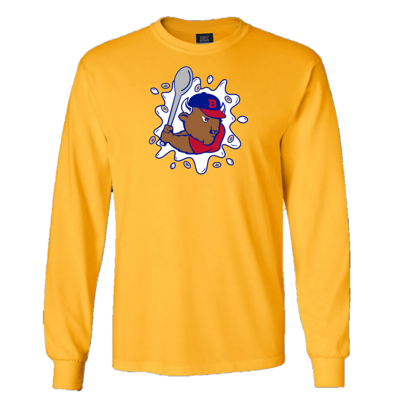 Buffalo Bisons Gold Cereal Cap Logo Long Sleeve