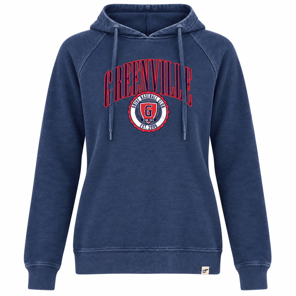 Greenville Drive Blue 84 Women's Navy Burnout Hoodie