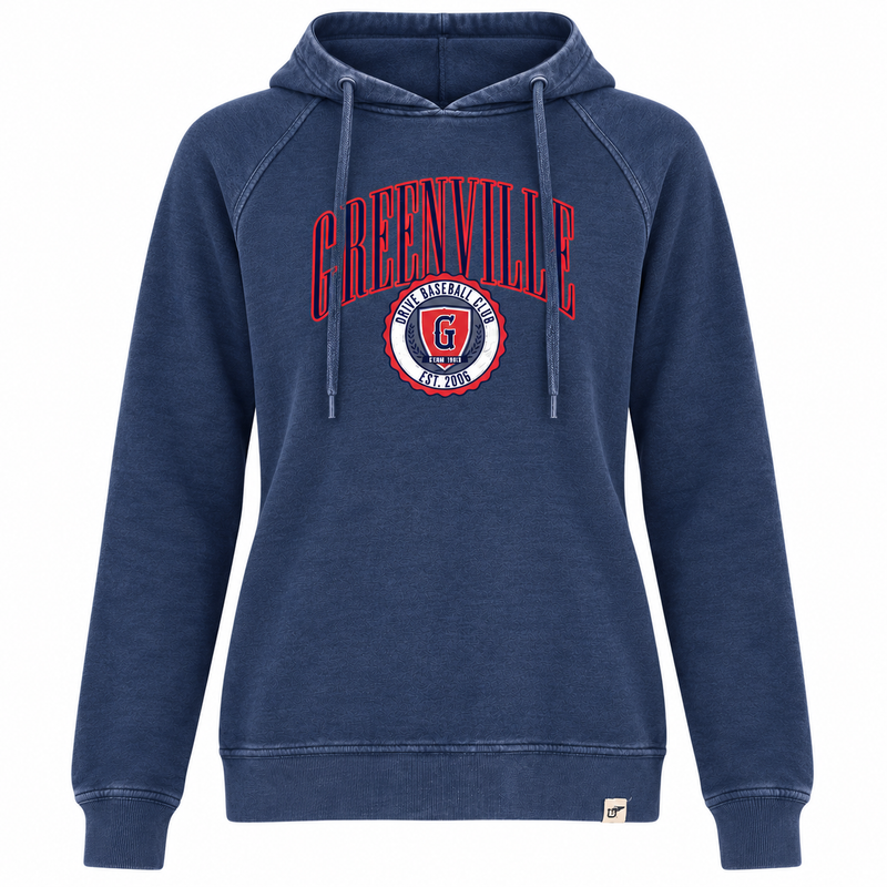 Greenville Drive Blue 84 Women's Navy Burnout Hoodie