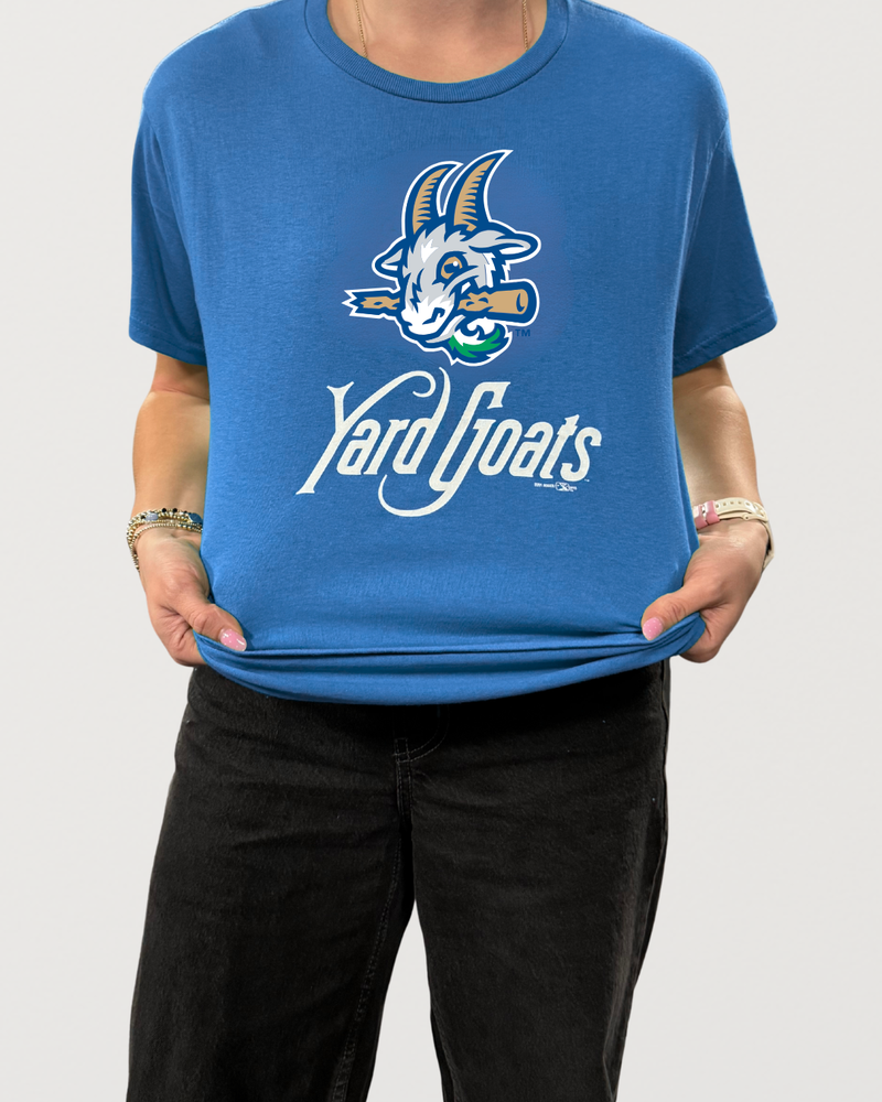 Hartford Yard Goats Youth BR Primary Logo Tee in Royal Blue