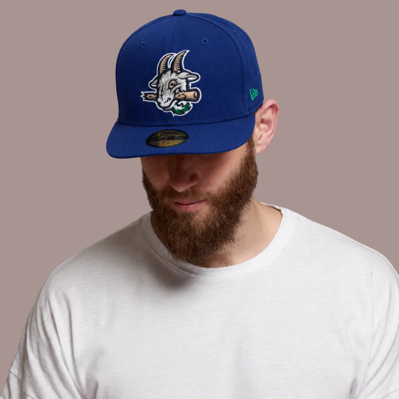 Hartford Yard Goats New Era On-Field Road Cap in Royal Blue