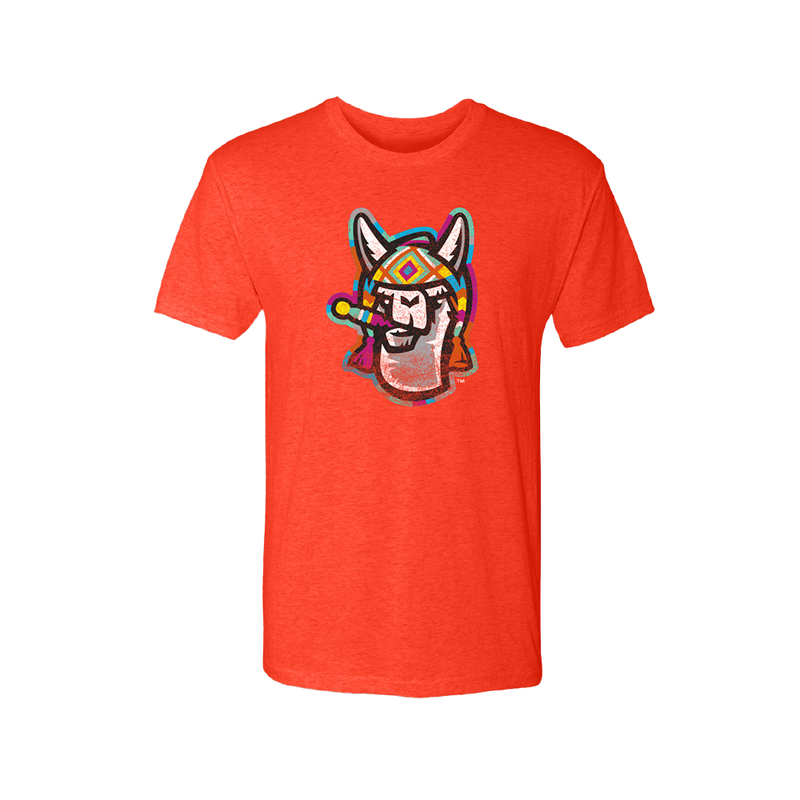 Hickory Crawdads 108 Stitches Llamas de Hickory Orange Tee
