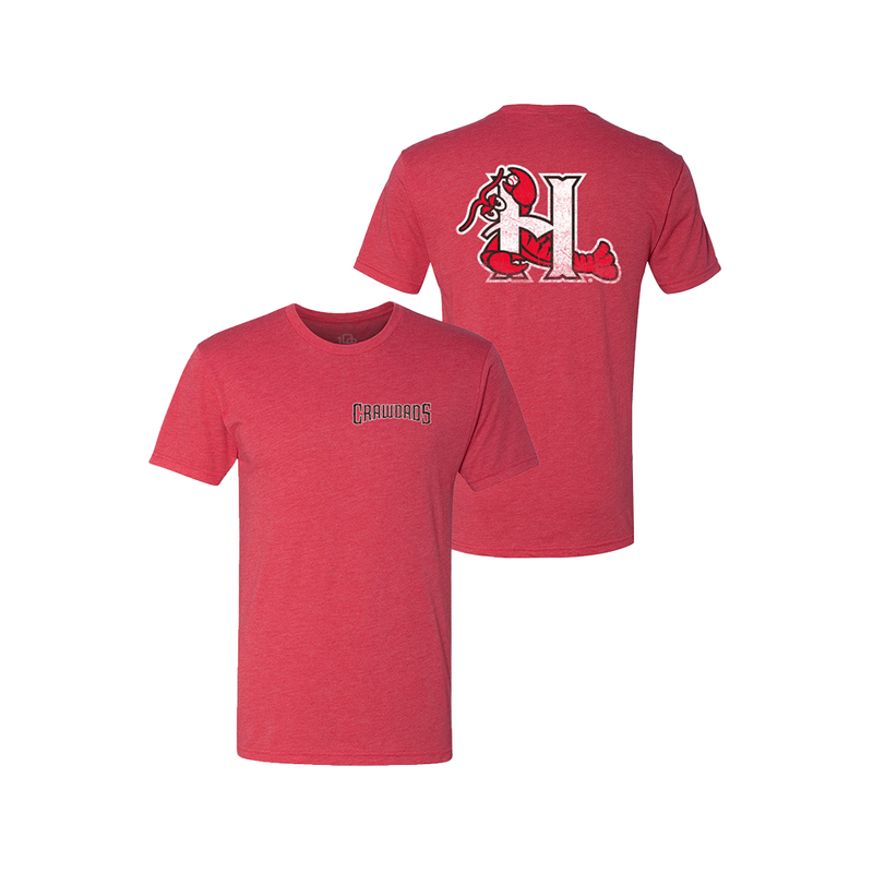 Hickory Crawdads 108 Stitches Red Front/Back Vintage Tee