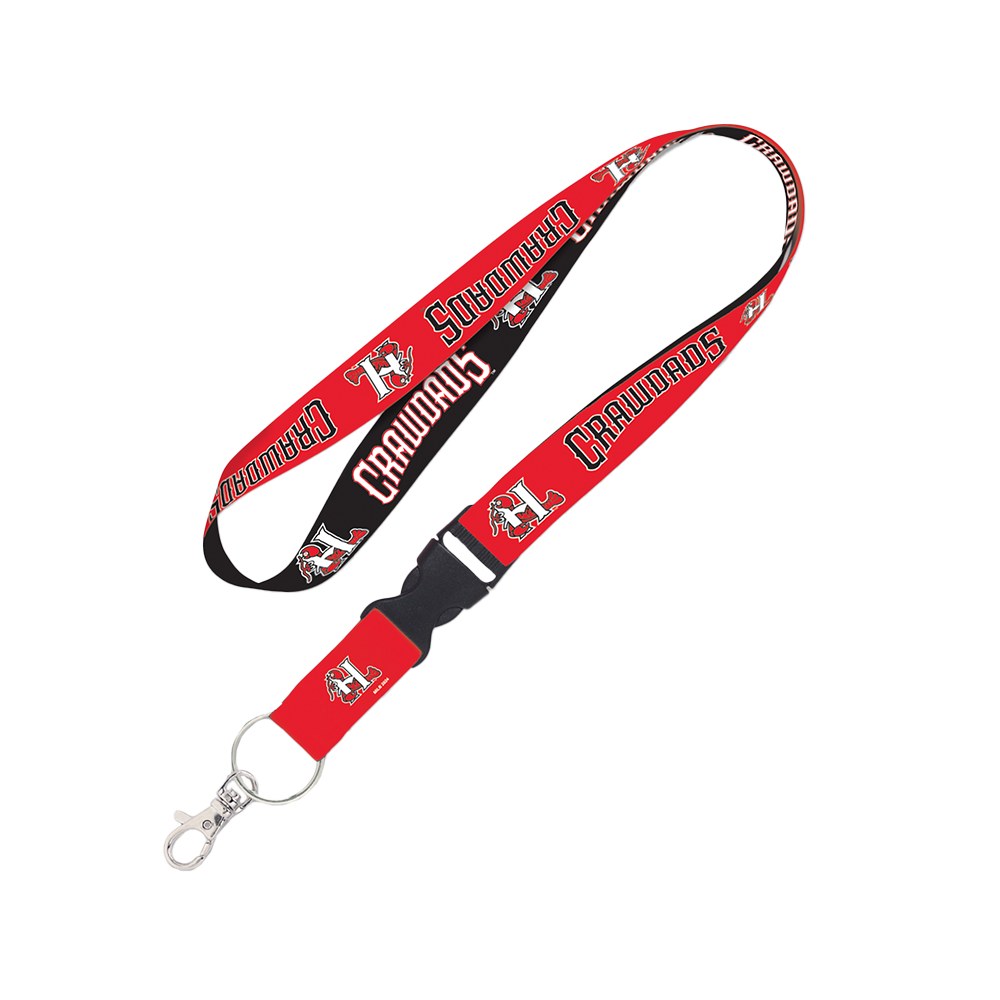 Hickory Crawdads 1" Red/Black Lanyard