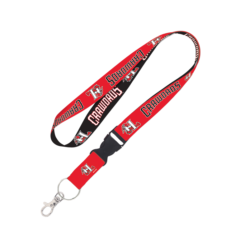 Hickory Crawdads 1" Red/Black Lanyard