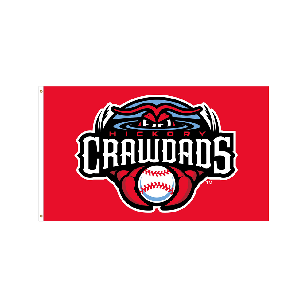 Hickory Crawdads Red Primary Logo 3x5 Garden Flag