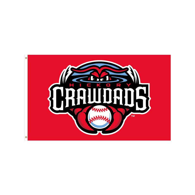 Hickory Crawdads Red Primary Logo 3x5 Garden Flag