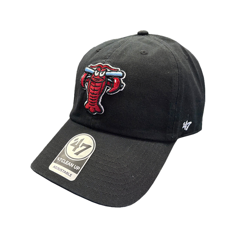 Hickory Crawdads '47 Black Cleanup Bats Logo Adjustable Cap