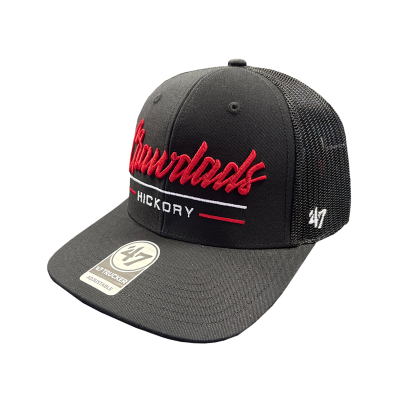Hickory Crawdads '47 Black Garner Trucker Adjustable Cap