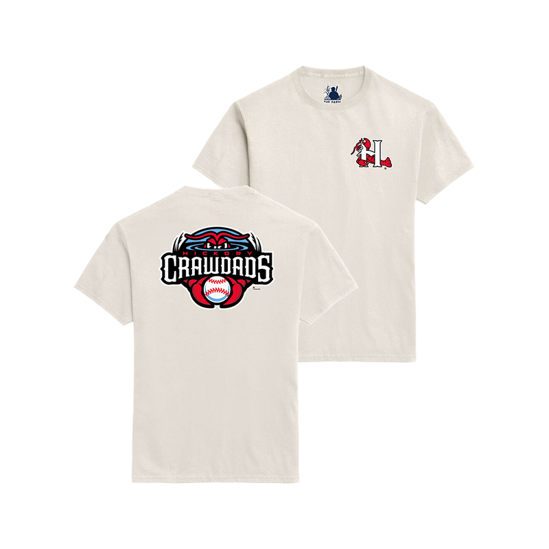 Hickory Crawdads Sweet Cream Front/Back Logo Tee