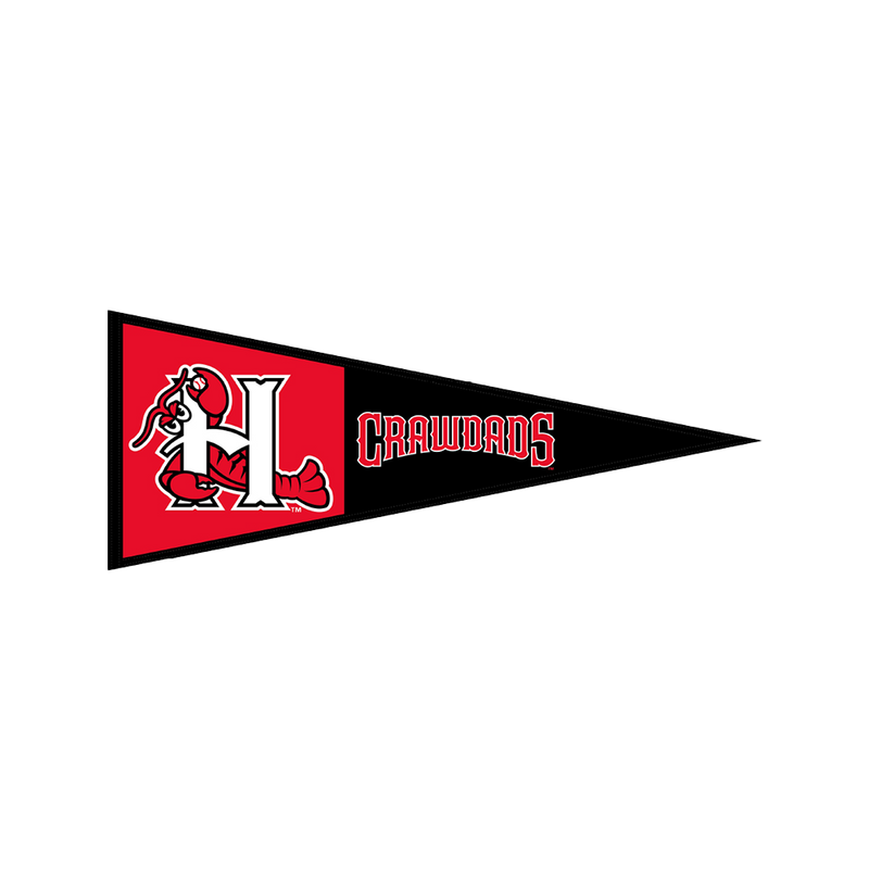 Hickory Crawdads Red and Black Wool Pennant