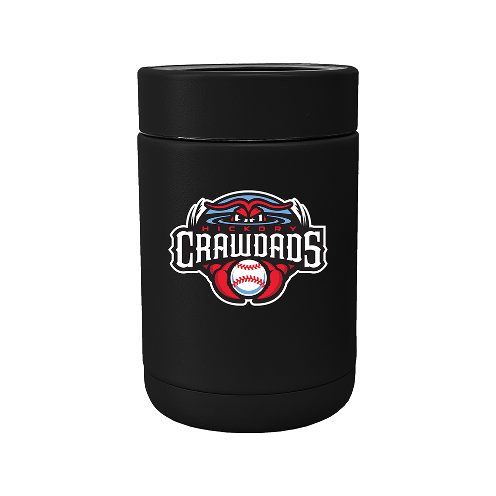 Hickory Crawdads Black Powdercoat Stainless Can Cooler